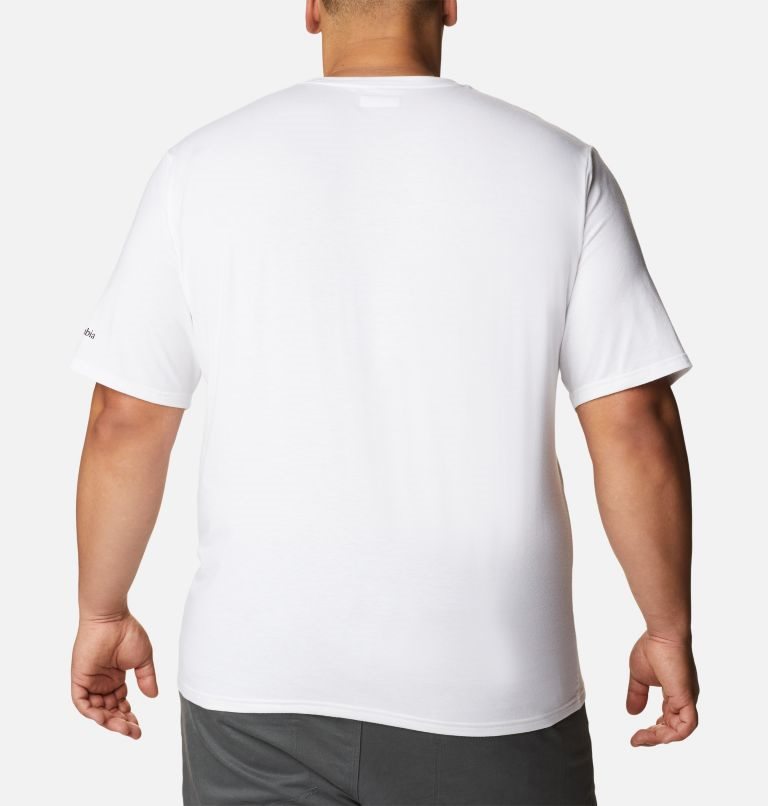 Men's Columbia Sun Trek Short Sleeve Graphic T Shirts White | Plus Size CA-H14LC